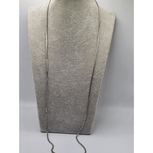 Vintage Napier Silver Tone Flat Chain Necklace 30.5 Inch 1970s 1980s - Picture 8 of 8